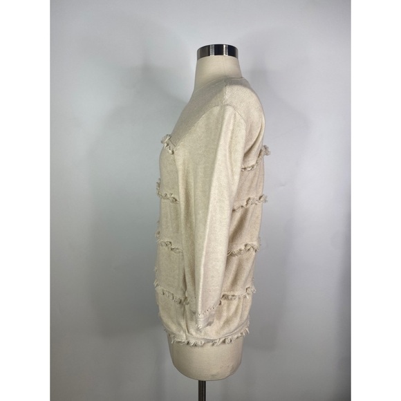 J. McLaughlin Fringed Round Neck Long Sleeve Sweater - Picture 2 of 10